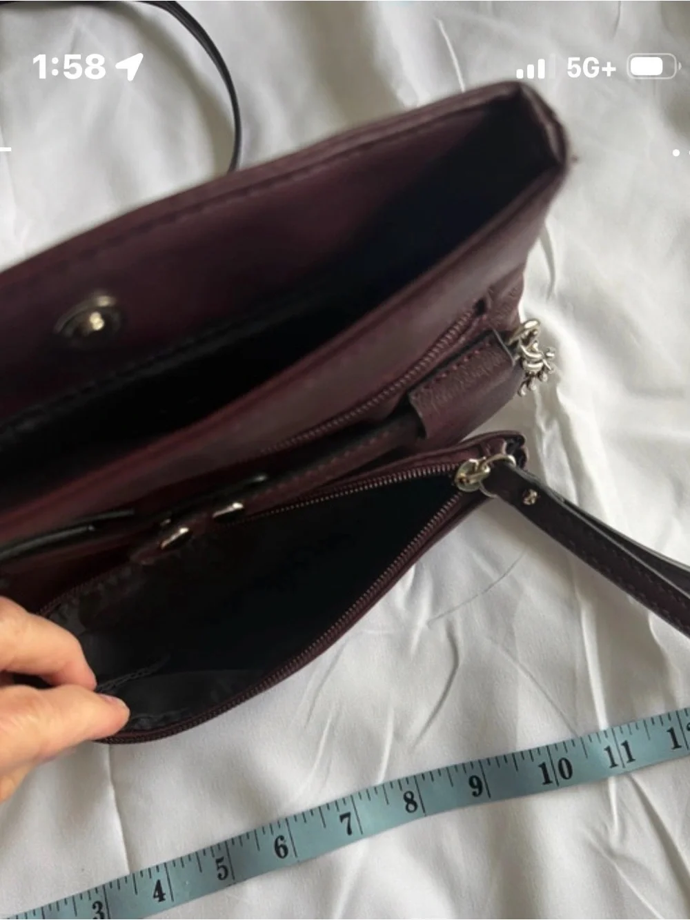 Women's Burgundy Crossbody or Wristlet Convertible Bag with Chain Strap